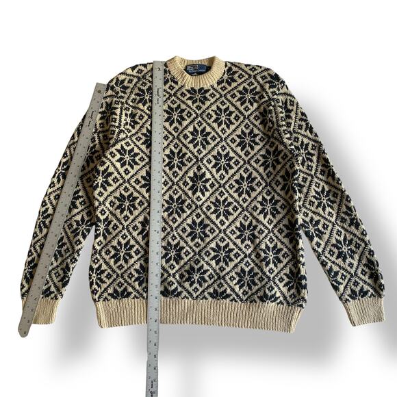 Polo by Ralph Lauren Vintage 90’s‎ Nordic Print Hand knit Sweater Size M - Picture 4 of 7